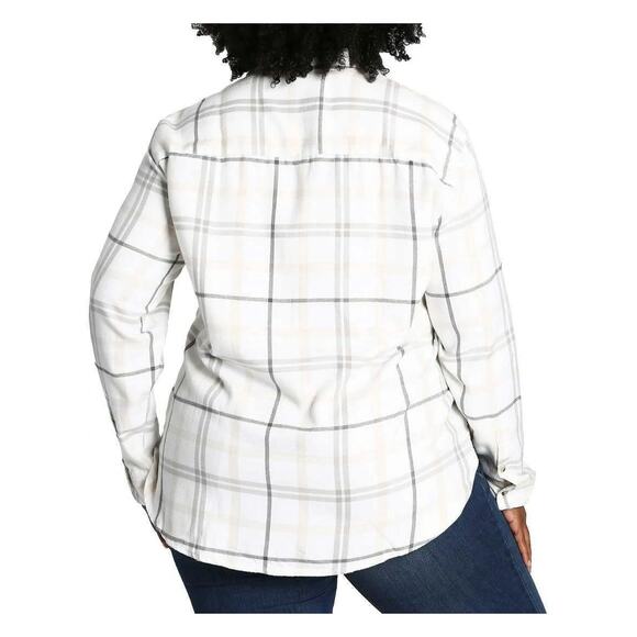 NEW Jach's Girlfriend 3XL Plus Soft Flannel Shirt Checkered Gray Pockets Comfy - Picture 6 of 12